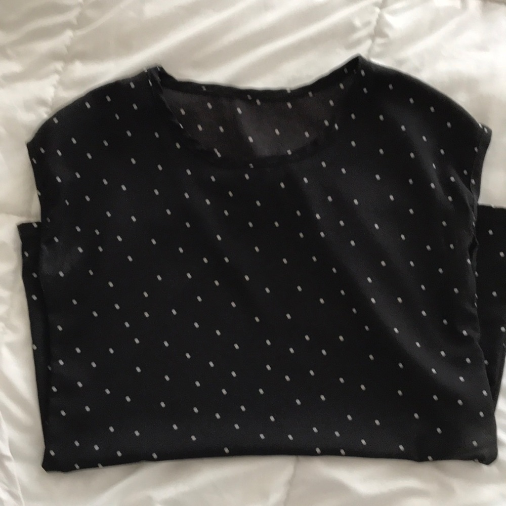 Black with white polka dots. Work blouse.
